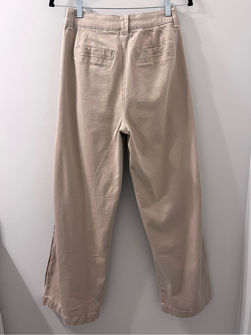 Democracy Beige Wide-Leg High-Rise Khaki Pleated Trouser Pants - Picture 2 of 7